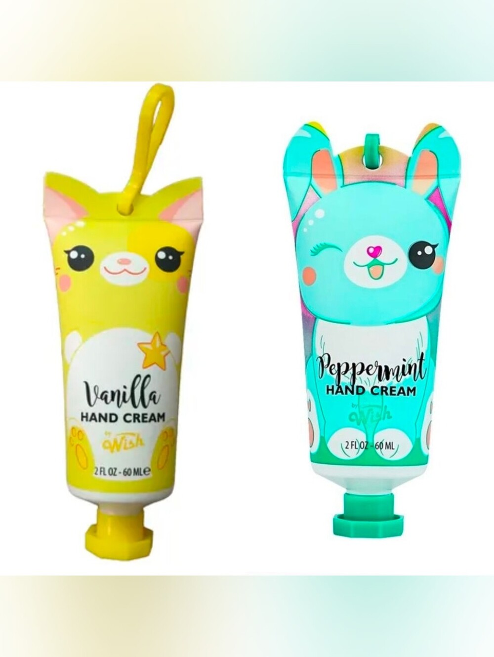 Wish Vanilla & Peppermint Hand Cream Duo — With Keychain Clip 2fl Oz BNIB